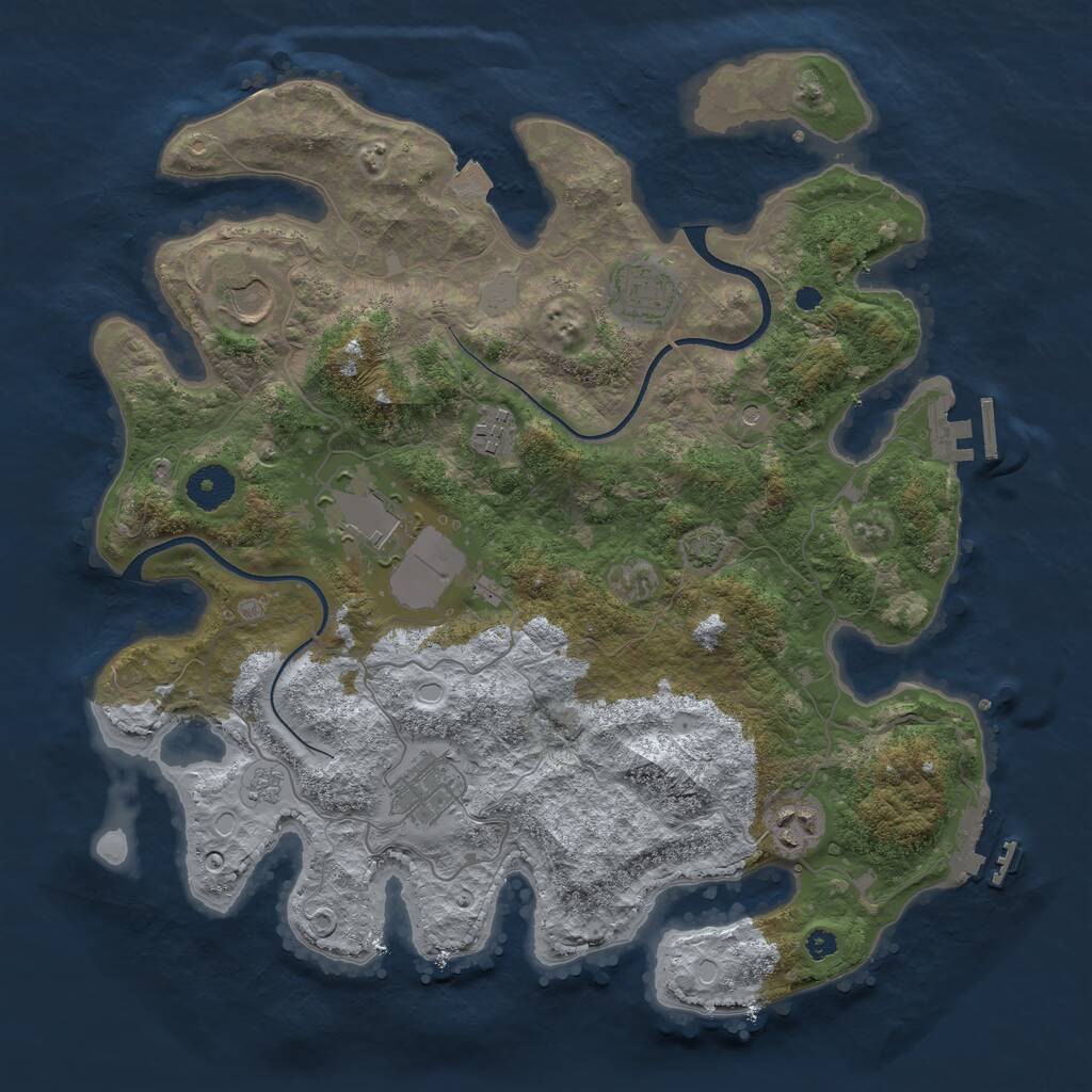 Rust Map: Procedural Map, Size: 3600, Seed: 73180801, 12 Monuments