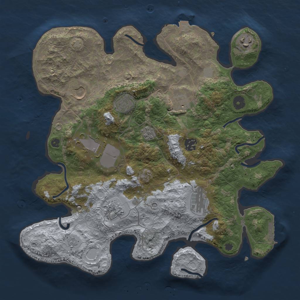 Rust Map: Procedural Map, Size: 3500, Seed: 621667890, 16 Monuments