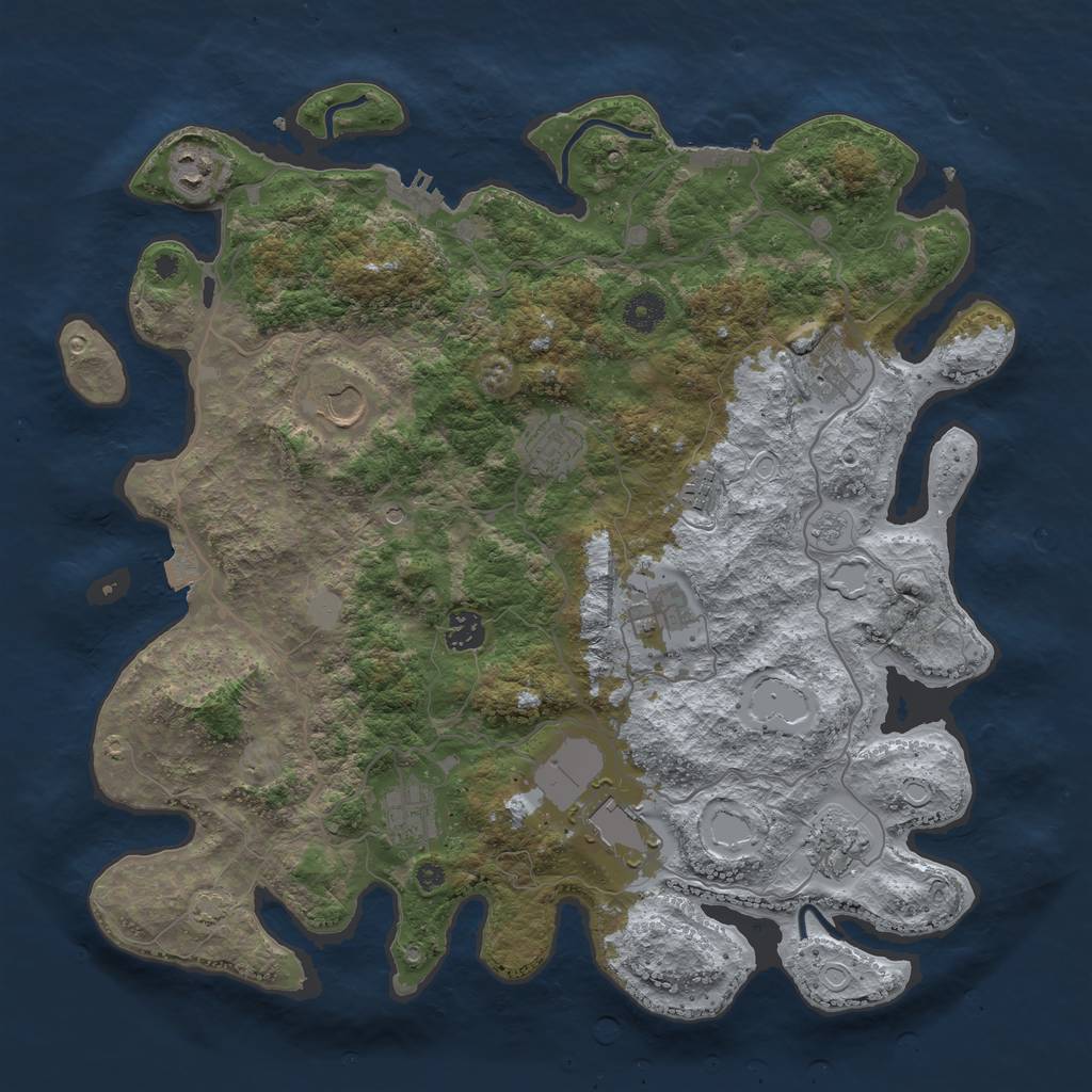 Rust Map: Procedural Map, Size: 4000, Seed: 288, 18 Monuments