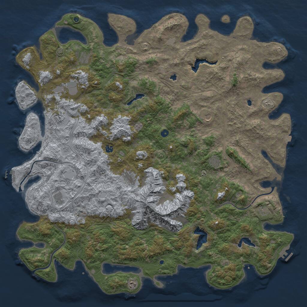 Rust Map: Procedural Map, Size: 6000, Seed: 414688651, 17 Monuments