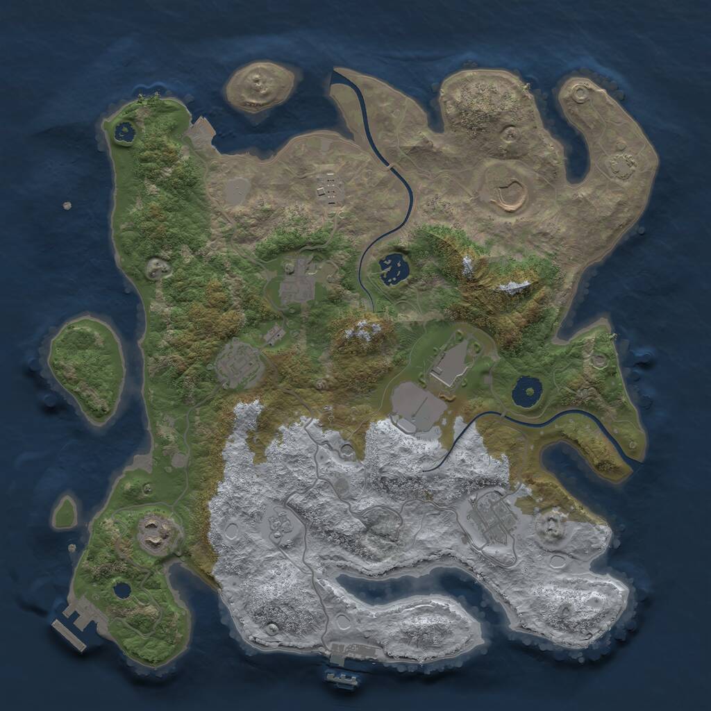 Rust Map: Procedural Map, Size: 3500, Seed: 1998309209, 14 Monuments