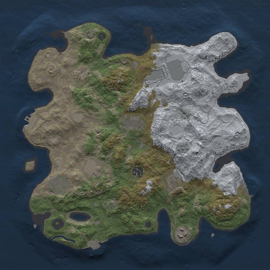 Rust Map: Procedural Map, Size: 3550, Seed: 1015695851, 17 Monuments