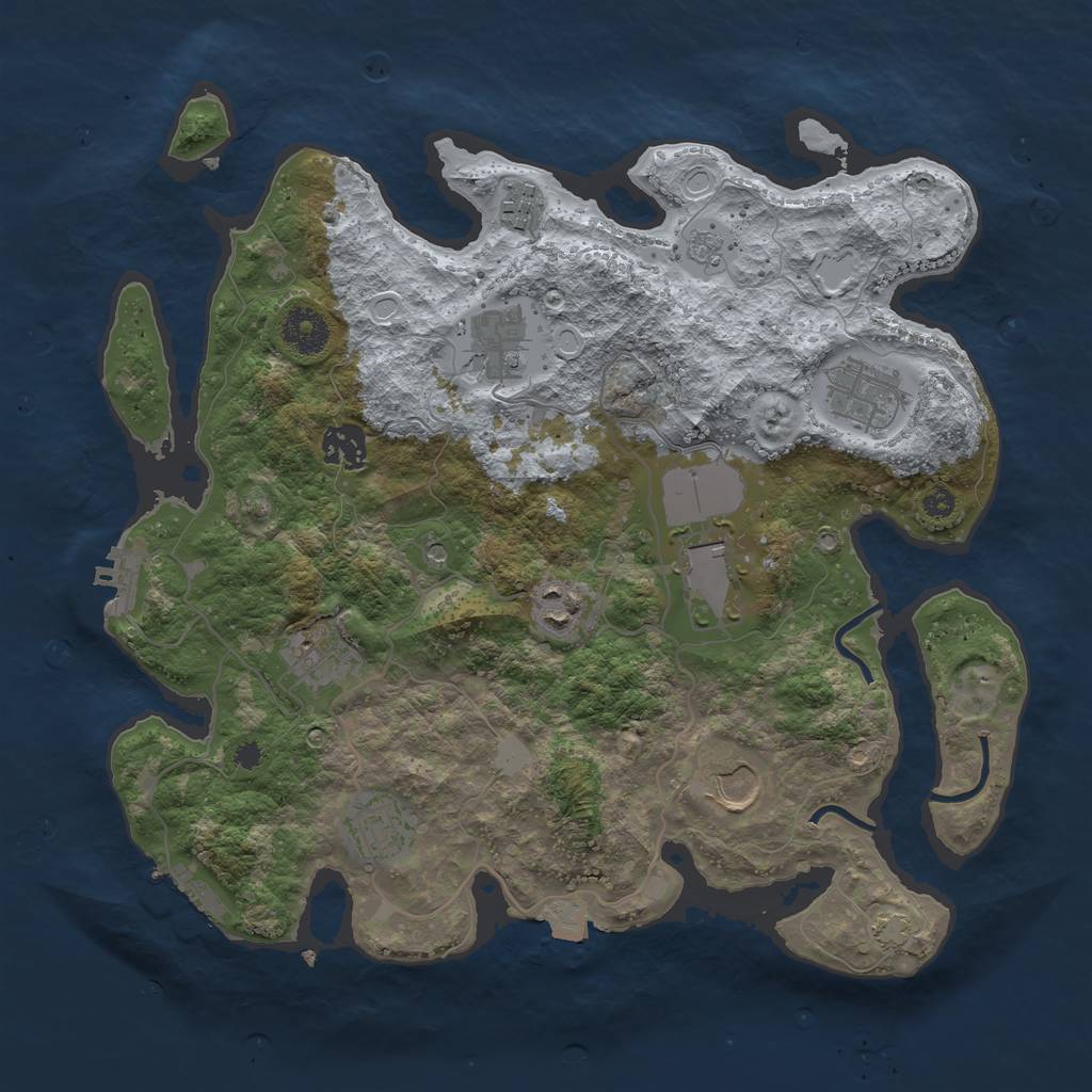 Rust Map: Procedural Map, Size: 3500, Seed: 1237576691, 17 Monuments