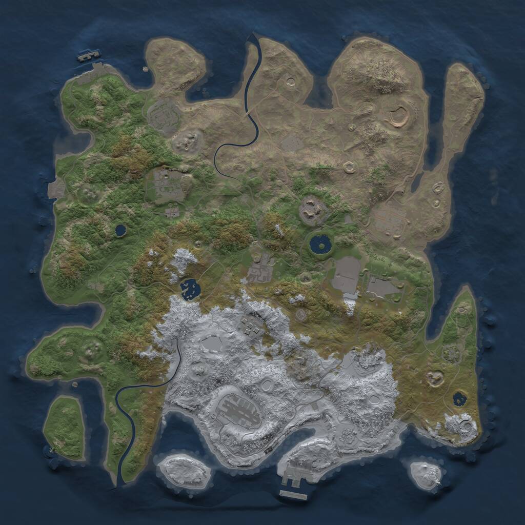 Rust Map: Procedural Map, Size: 3850, Seed: 2668990, 17 Monuments