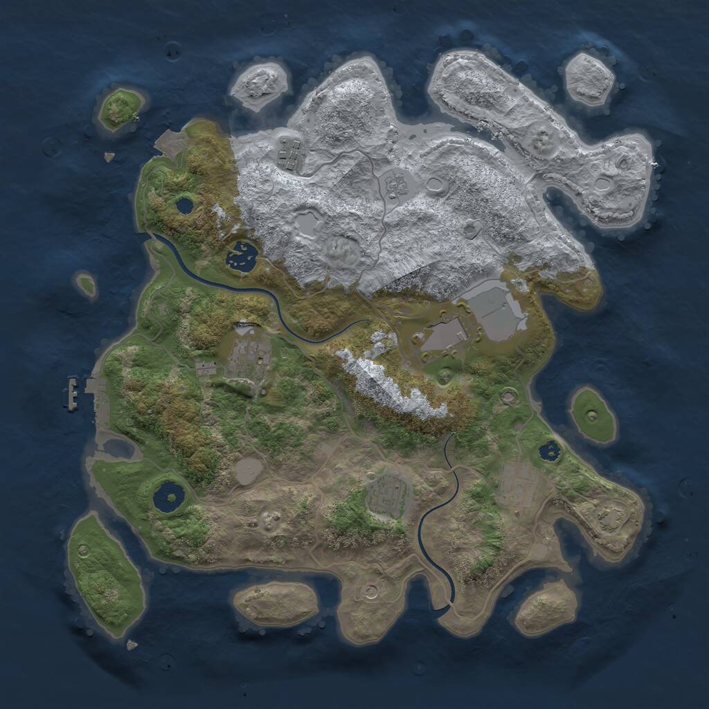 Rust Map: Procedural Map, Size: 3500, Seed: 25871603, 11 Monuments