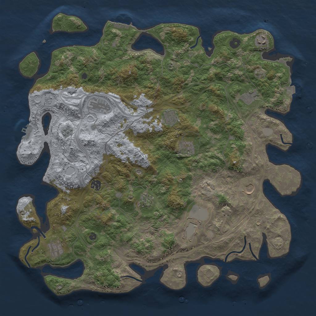 Rust Map: Procedural Map, Size: 4500, Seed: 908302851, 19 Monuments