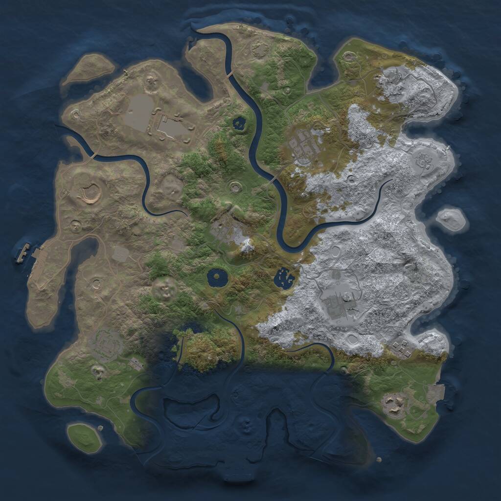 Rust Map: Procedural Map, Size: 3700, Seed: 1753767743, 16 Monuments