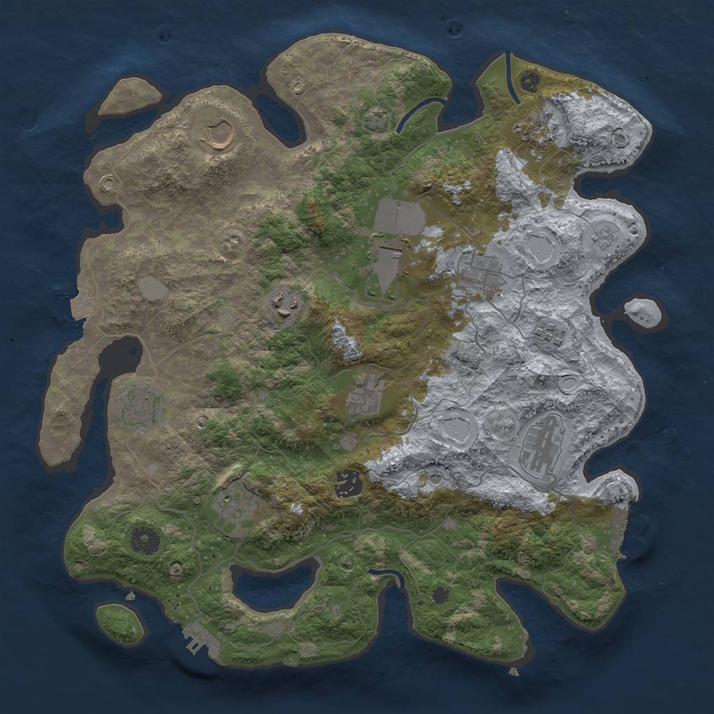 Rust Map: Procedural Map, Size: 3700, Seed: 1753767743, 19 Monuments