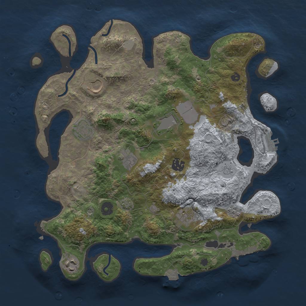 Rust Map: Procedural Map, Size: 3500, Seed: 665465488, 16 Monuments