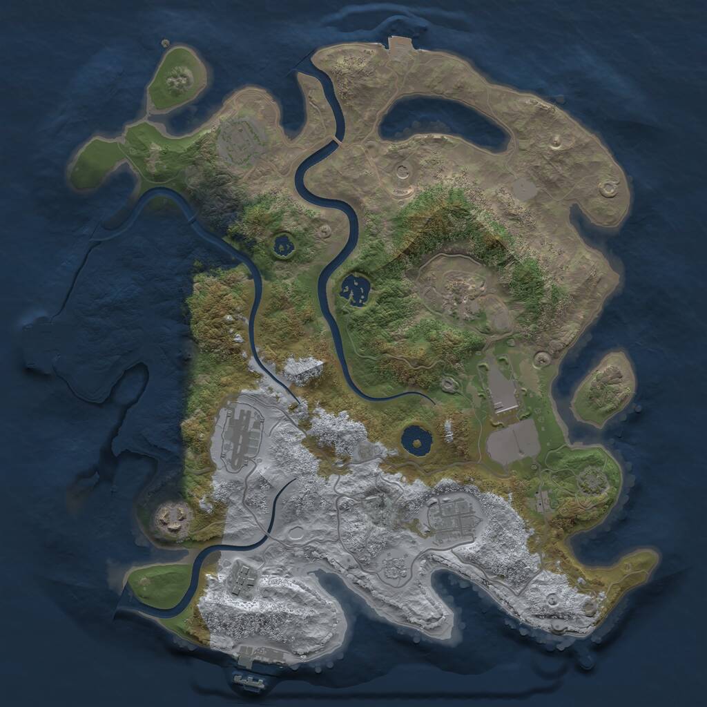 Rust Map: Procedural Map, Size: 3500, Seed: 2146726629, 14 Monuments