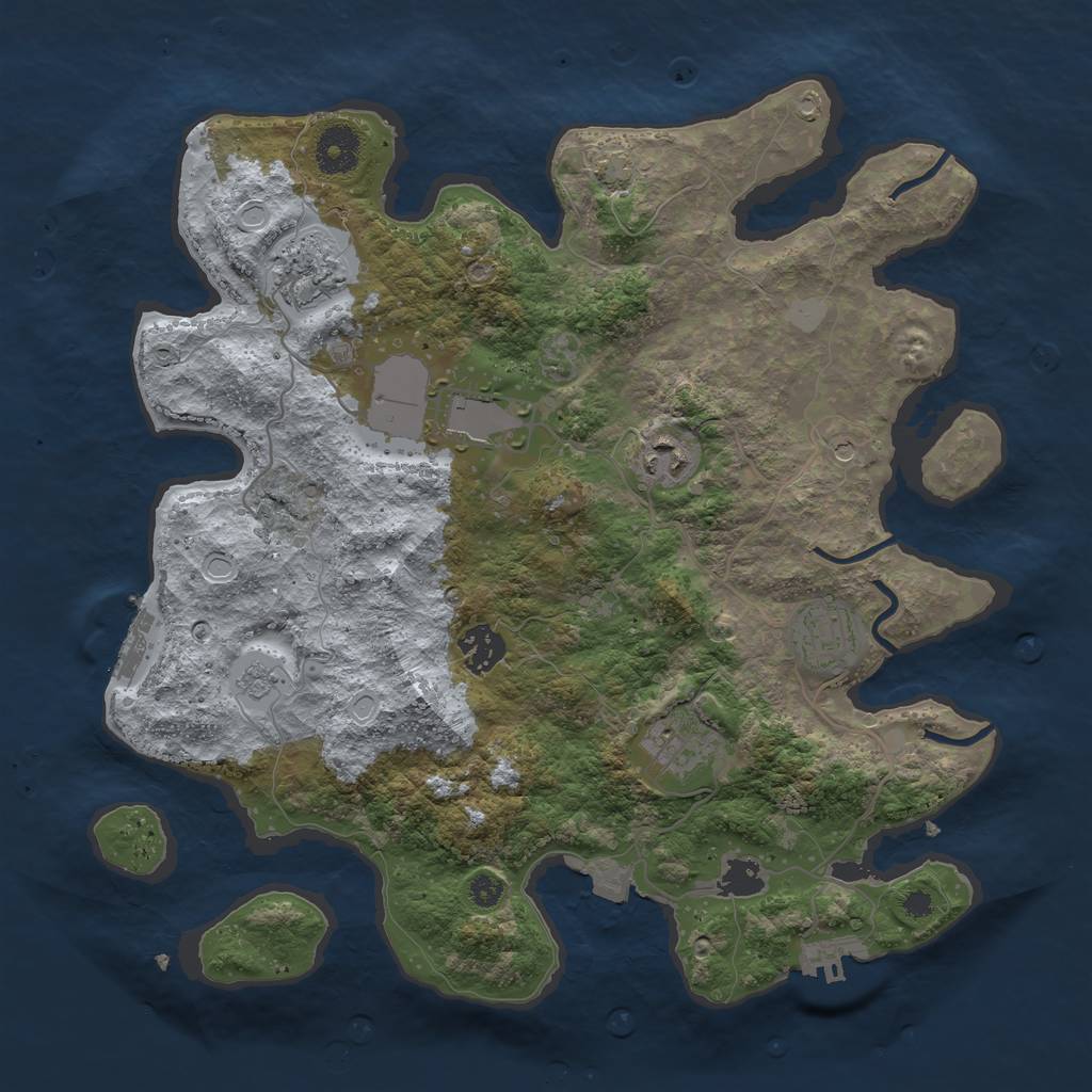Rust Map: Procedural Map, Size: 3500, Seed: 613138494, 14 Monuments