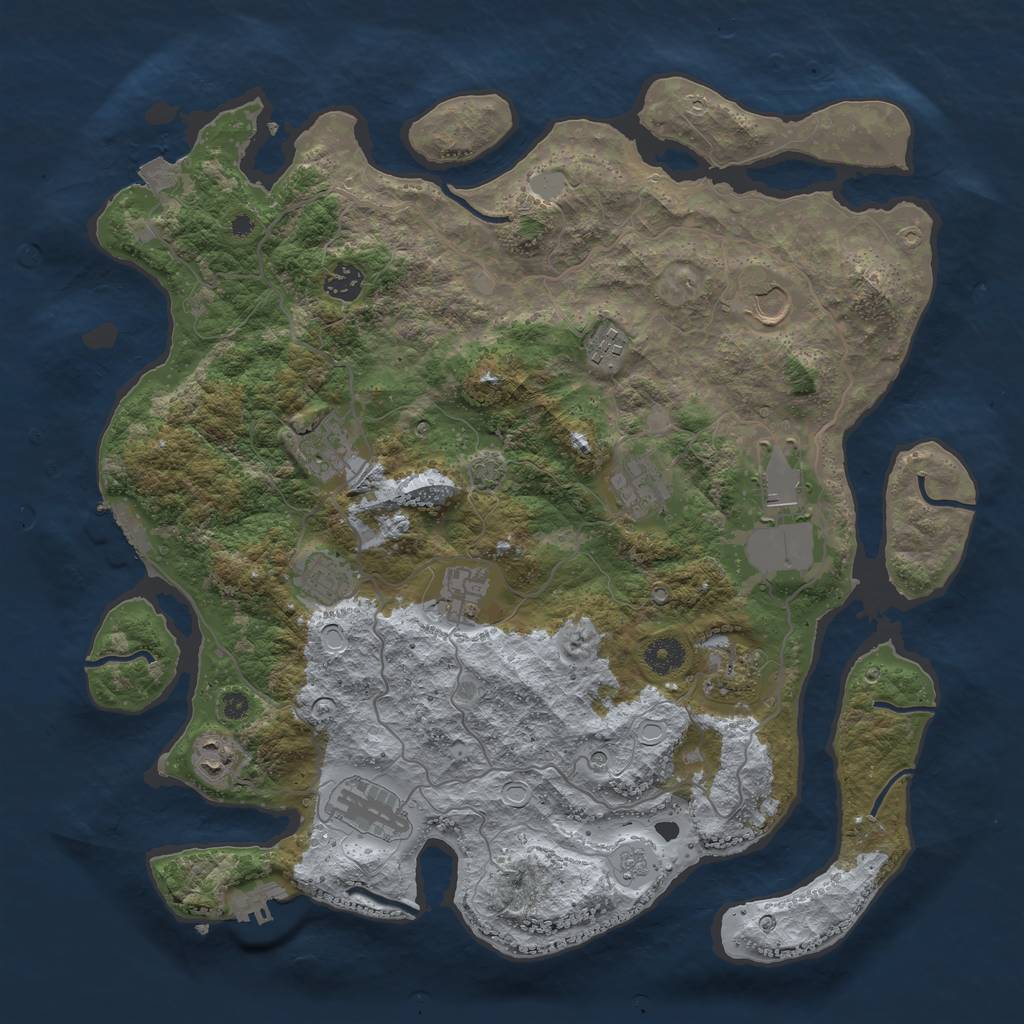 Rust Map: Procedural Map, Size: 4000, Seed: 2028104716, 19 Monuments