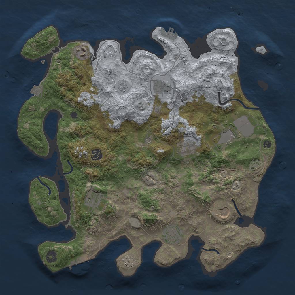 Rust Map: Procedural Map, Size: 3700, Seed: 1037892555, 17 Monuments