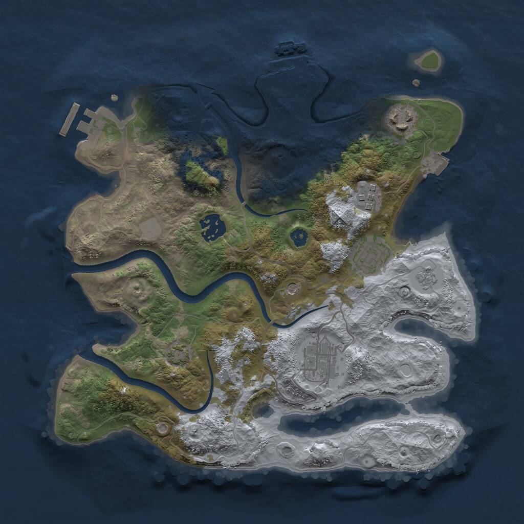 Rust Map: Procedural Map, Size: 3000, Seed: 1213075781, 11 Monuments