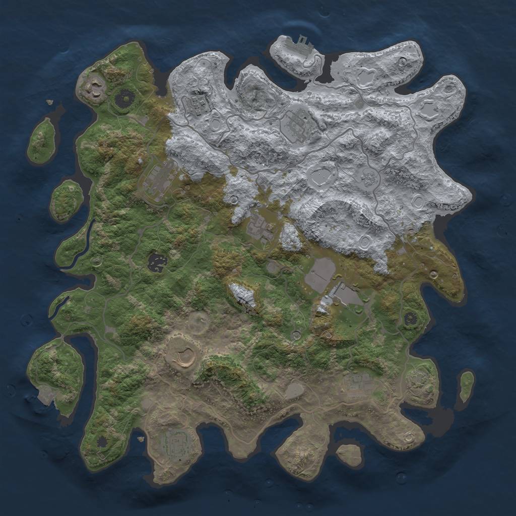 Rust Map: Procedural Map, Size: 4000, Seed: 2033925367, 17 Monuments