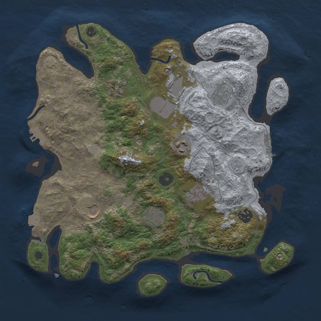 Rust Map: Procedural Map, Size: 3500, Seed: 1350273801, 16 Monuments