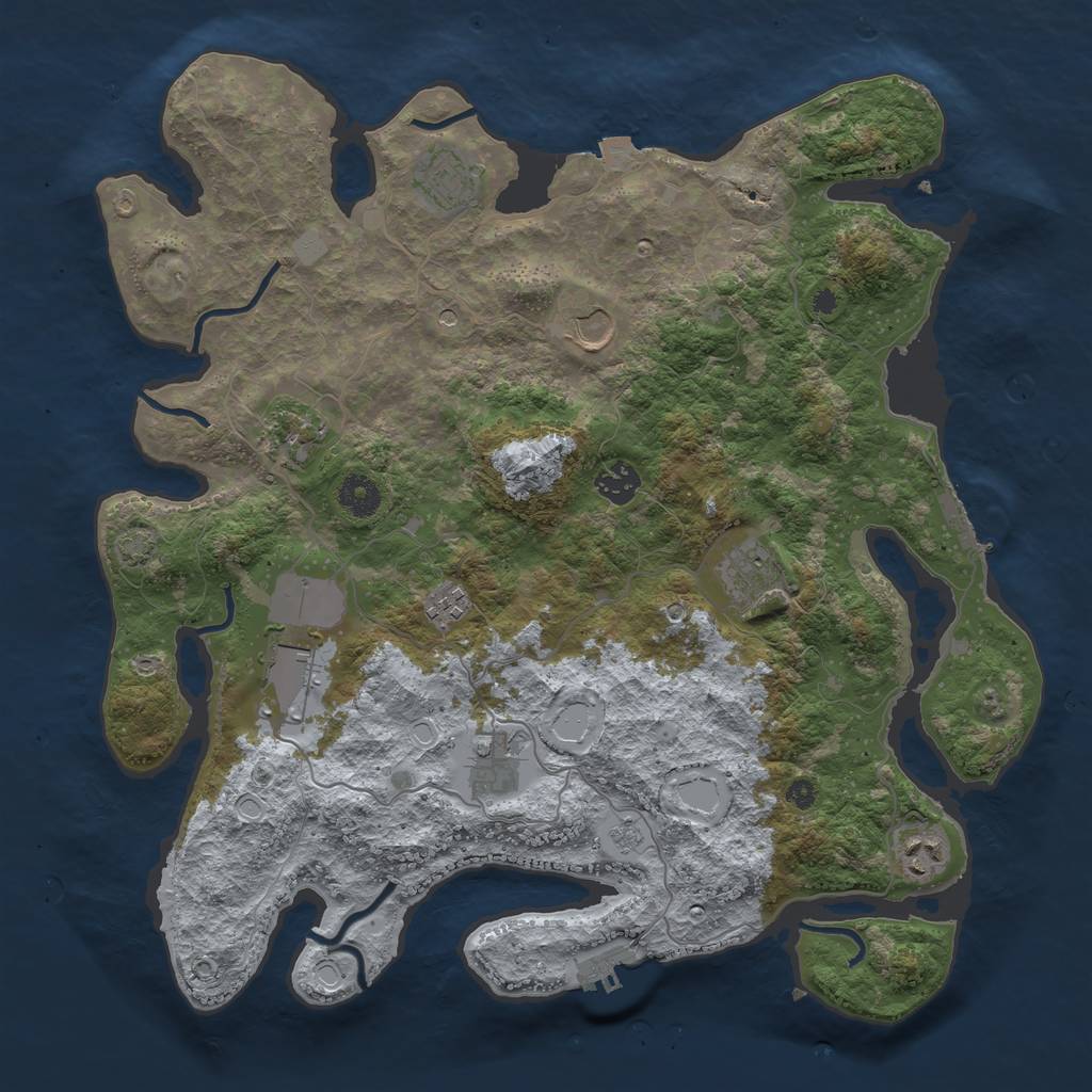 Rust Map: Procedural Map, Size: 3875, Seed: 270438114, 17 Monuments