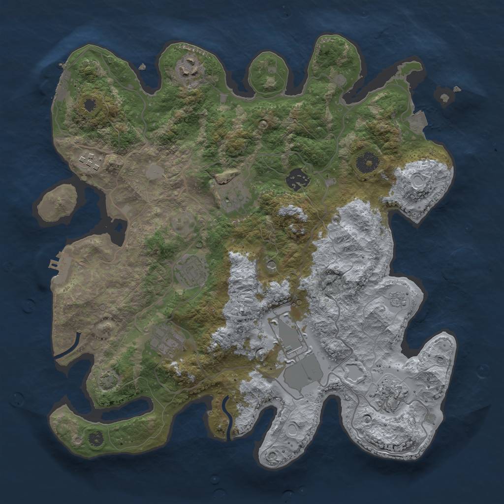 Rust Map: Procedural Map, Size: 3500, Seed: 6730610, 16 Monuments