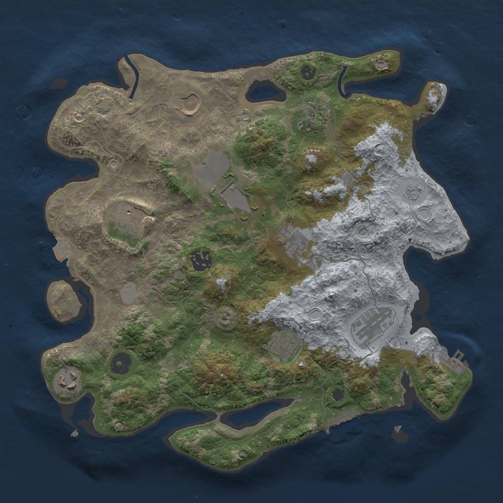 Rust Map: Procedural Map, Size: 3500, Seed: 3419385, 17 Monuments