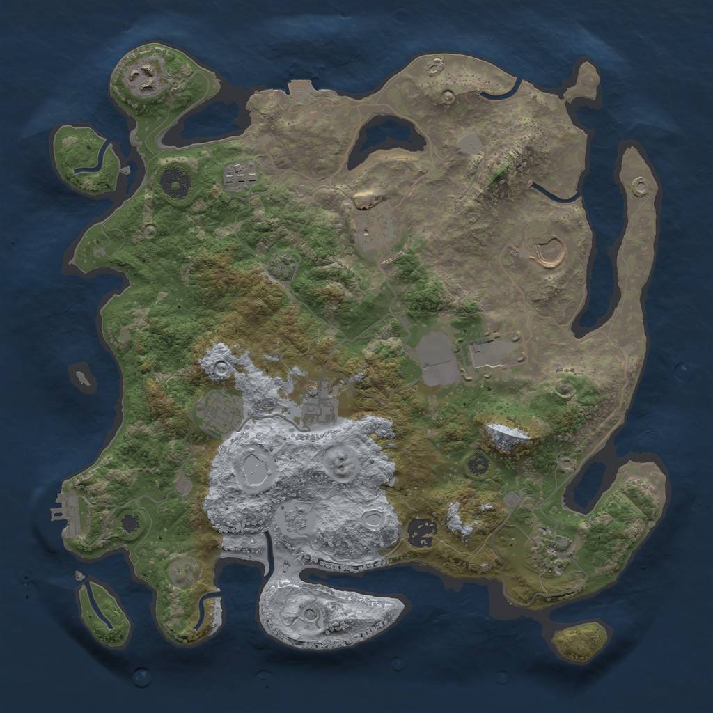 Rust Map: Procedural Map, Size: 3500, Seed: 1085844813, 16 Monuments