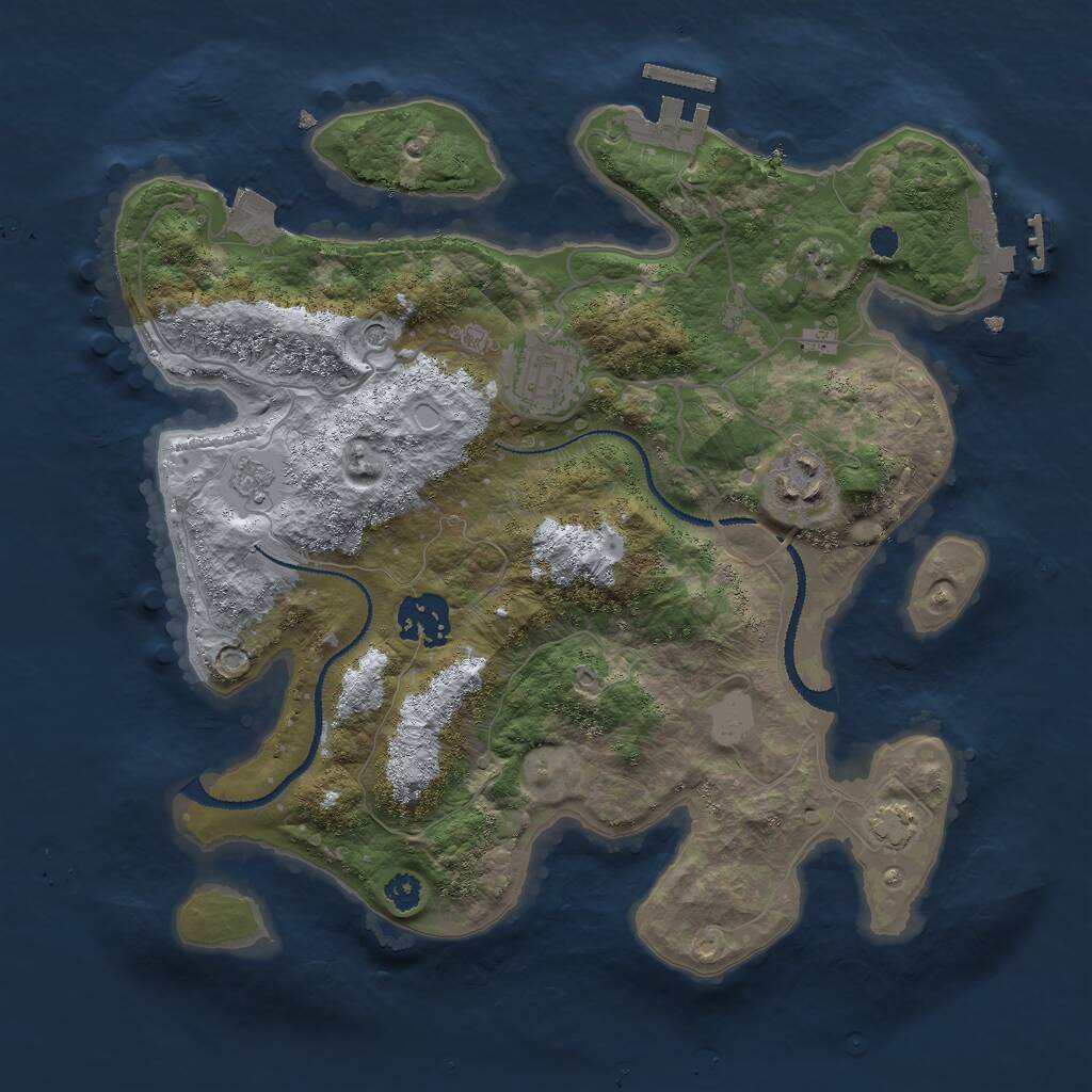Rust Map: Procedural Map, Size: 3000, Seed: 81550, 9 Monuments