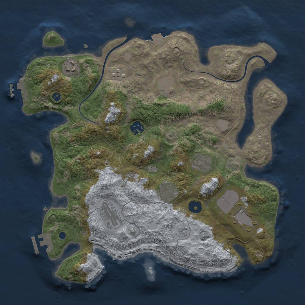 Rust Map: Procedural Map, Size: 3500, Seed: 88680570, 14 Monuments
