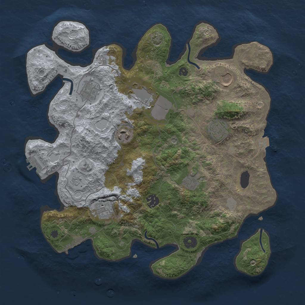 Rust Map: Procedural Map, Size: 3500, Seed: 17872729, 16 Monuments