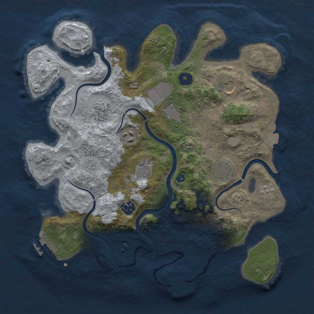 Rust Map: Procedural Map, Size: 3500, Seed: 17872729, 14 Monuments
