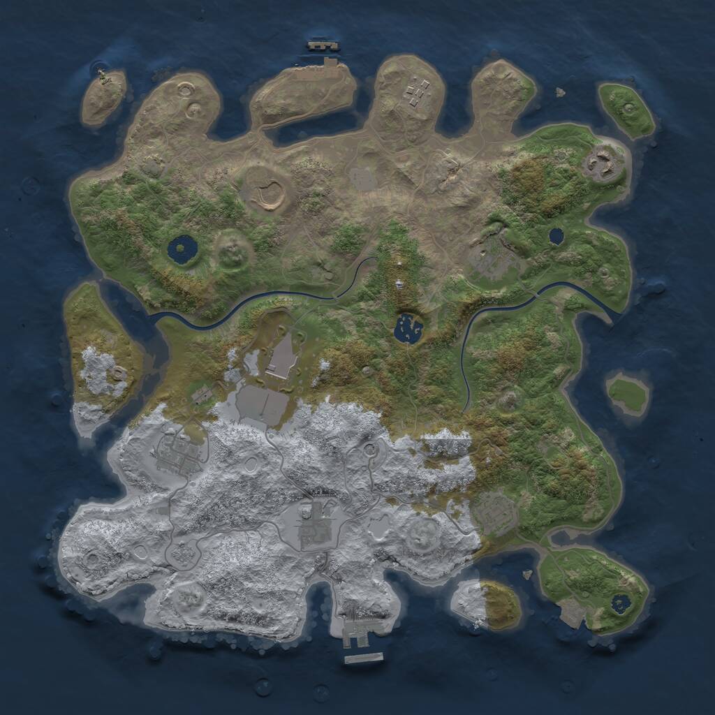 Rust Map: Procedural Map, Size: 3750, Seed: 27291452, 15 Monuments