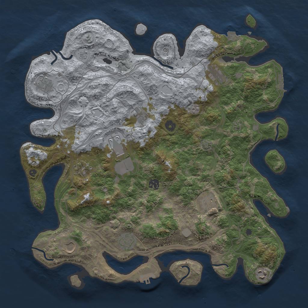 Rust Map: Procedural Map, Size: 4250, Seed: 421582949, 19 Monuments