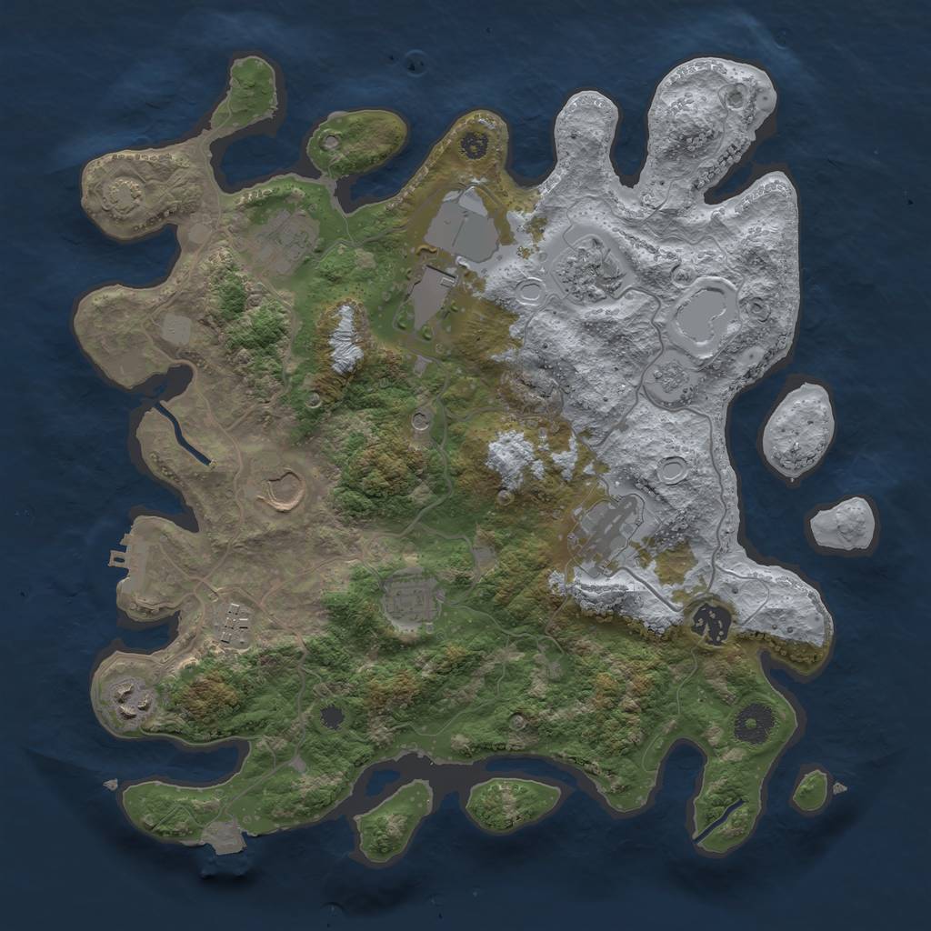 Rust Map: Procedural Map, Size: 3500, Seed: 1207332325, 16 Monuments