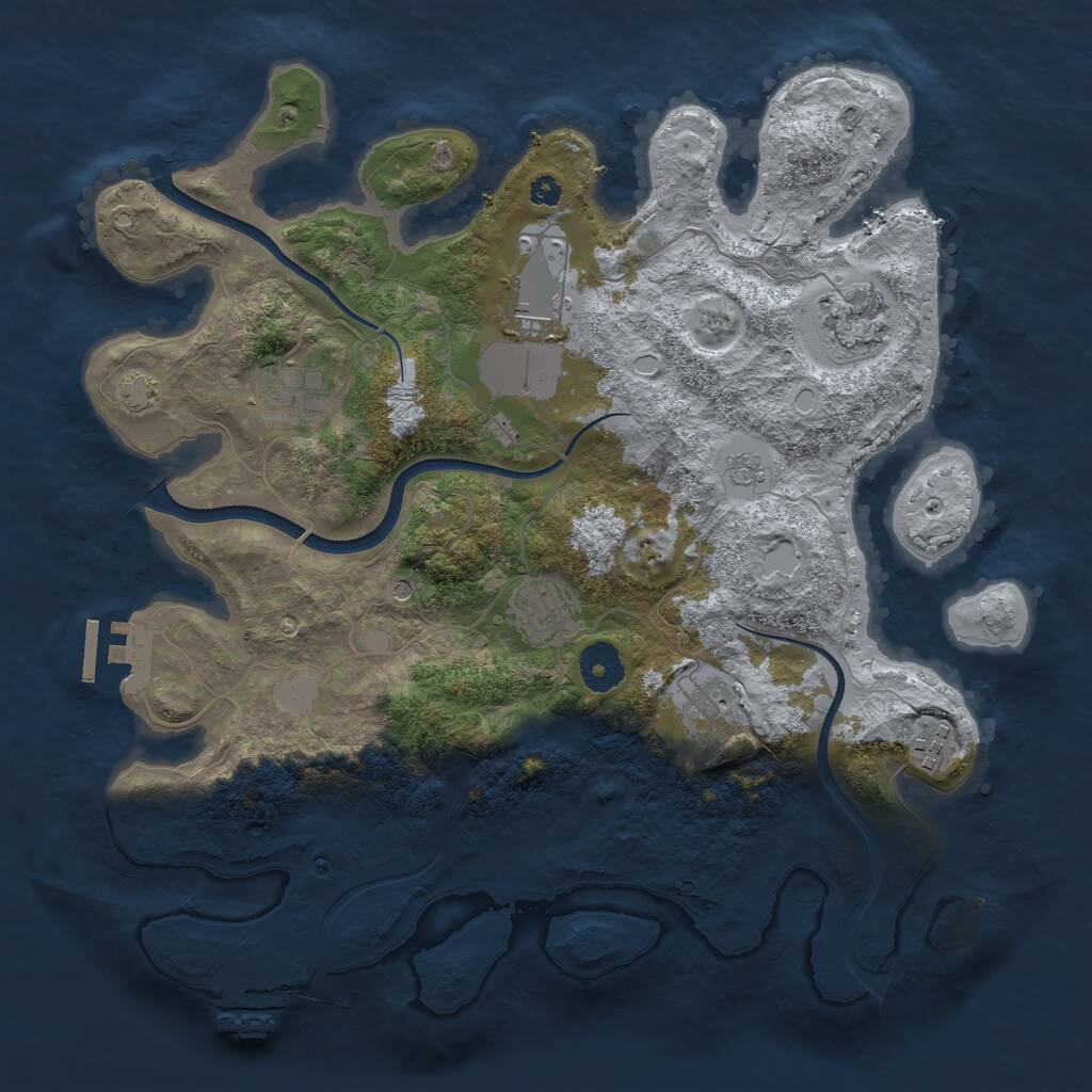 Rust Map: Procedural Map, Size: 3500, Seed: 1207332325, 12 Monuments