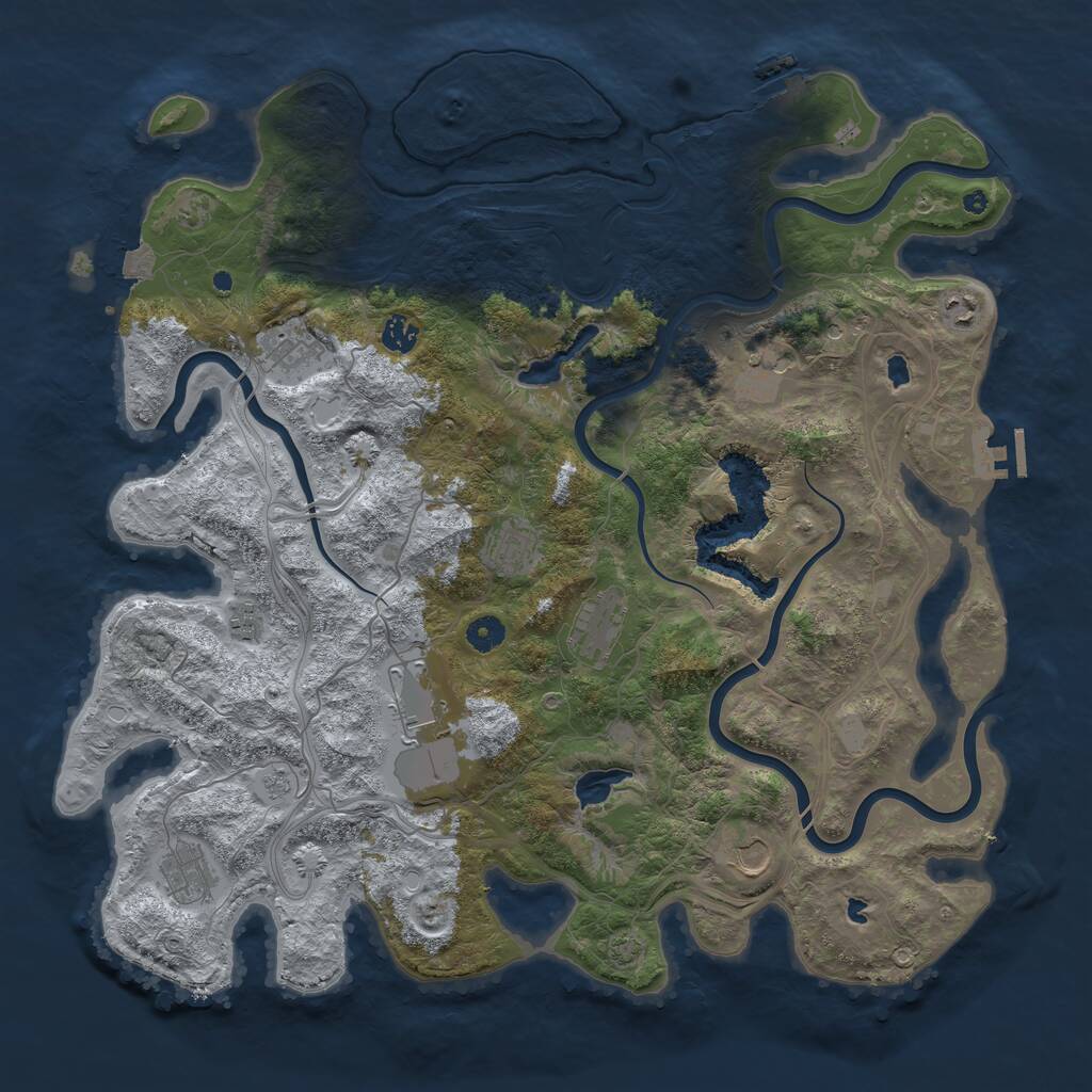 Rust Map: Procedural Map, Size: 4500, Seed: 721268, 16 Monuments