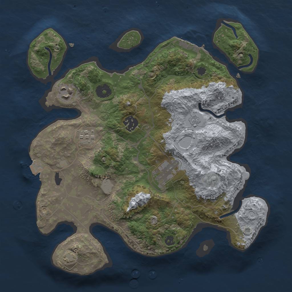 Rust Map: Procedural Map, Size: 3000, Seed: 2378, 10 Monuments