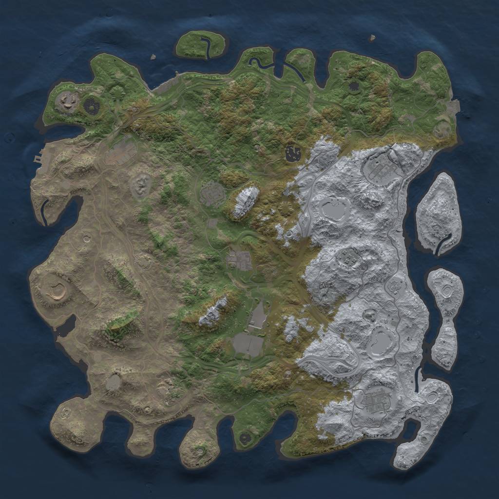 Rust Map: Procedural Map, Size: 4500, Seed: 1999215857, 19 Monuments