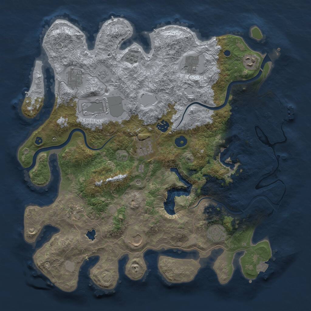 Rust Map: Procedural Map, Size: 4000, Seed: 1691665372, 15 Monuments