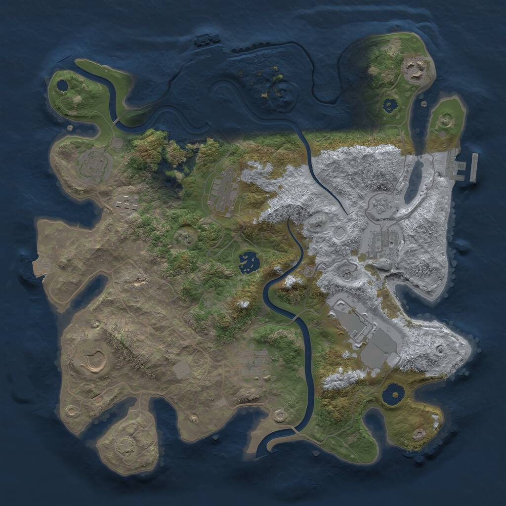 Rust Map: Procedural Map, Size: 3500, Seed: 68582511, 15 Monuments