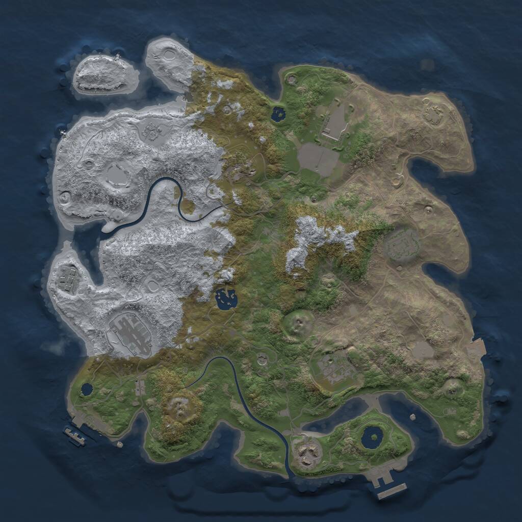 Rust Map: Procedural Map, Size: 3500, Seed: 1341767458, 14 Monuments
