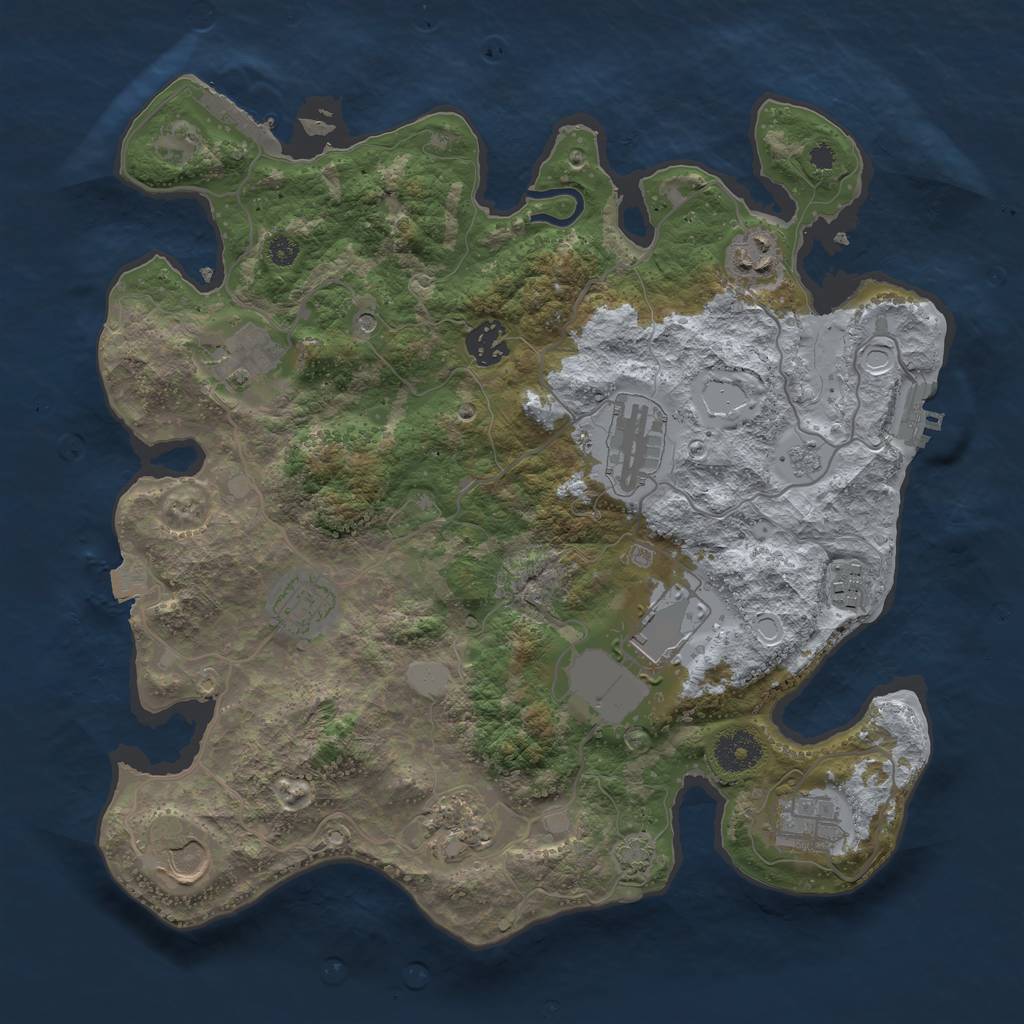 Rust Map: Procedural Map, Size: 3500, Seed: 220107337, 18 Monuments