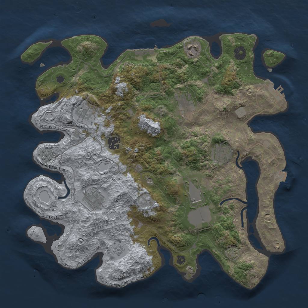 Rust Map: Procedural Map, Size: 3500, Seed: 2104376965, 16 Monuments