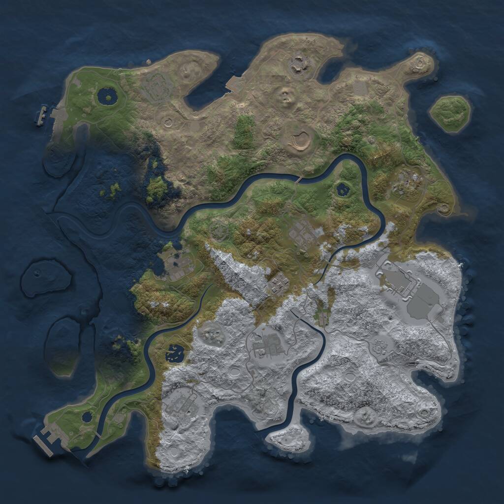Rust Map: Procedural Map, Size: 3950, Seed: 68246032, 17 Monuments