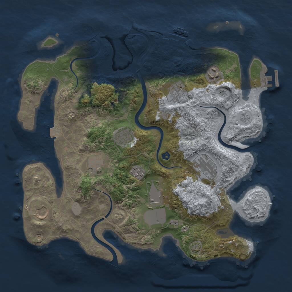 Rust Map: Procedural Map, Size: 3500, Seed: 80276768, 14 Monuments