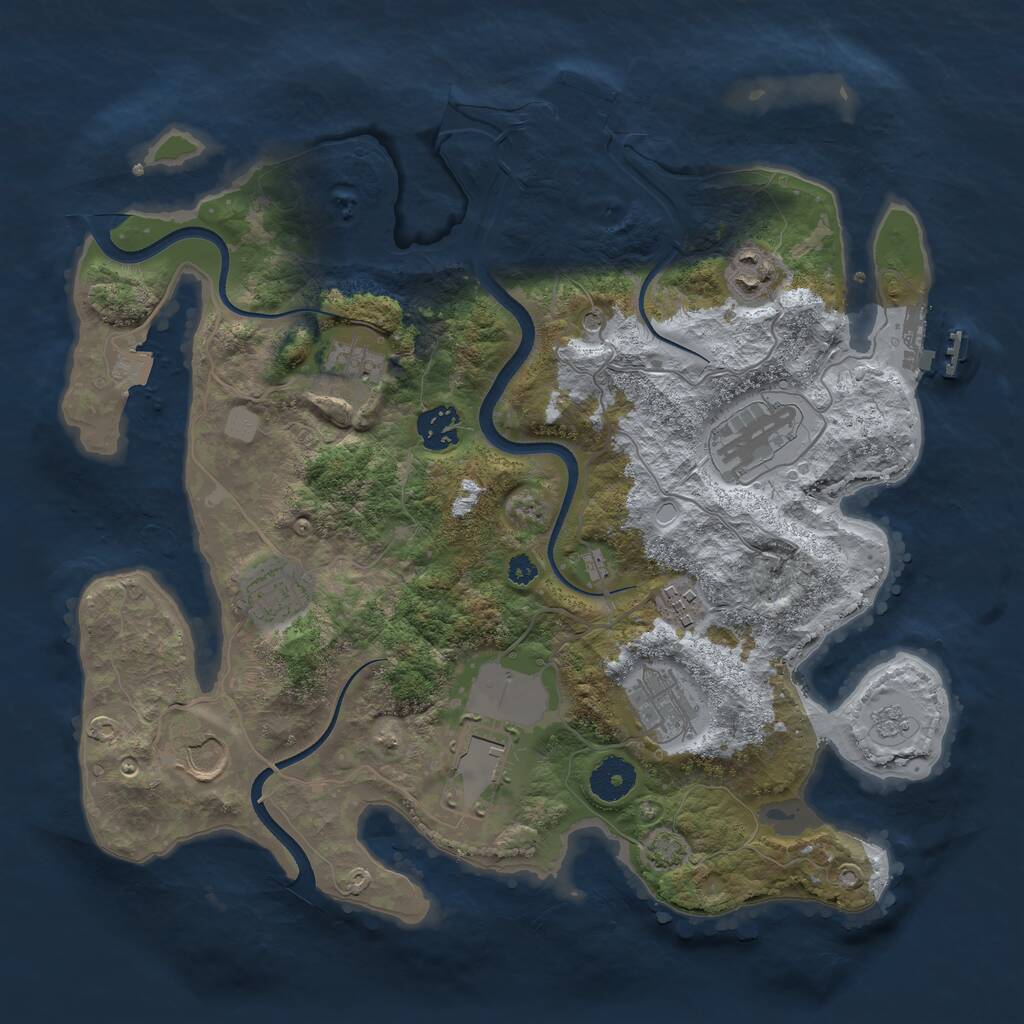 Rust Map: Procedural Map, Size: 3500, Seed: 80276768, 15 Monuments