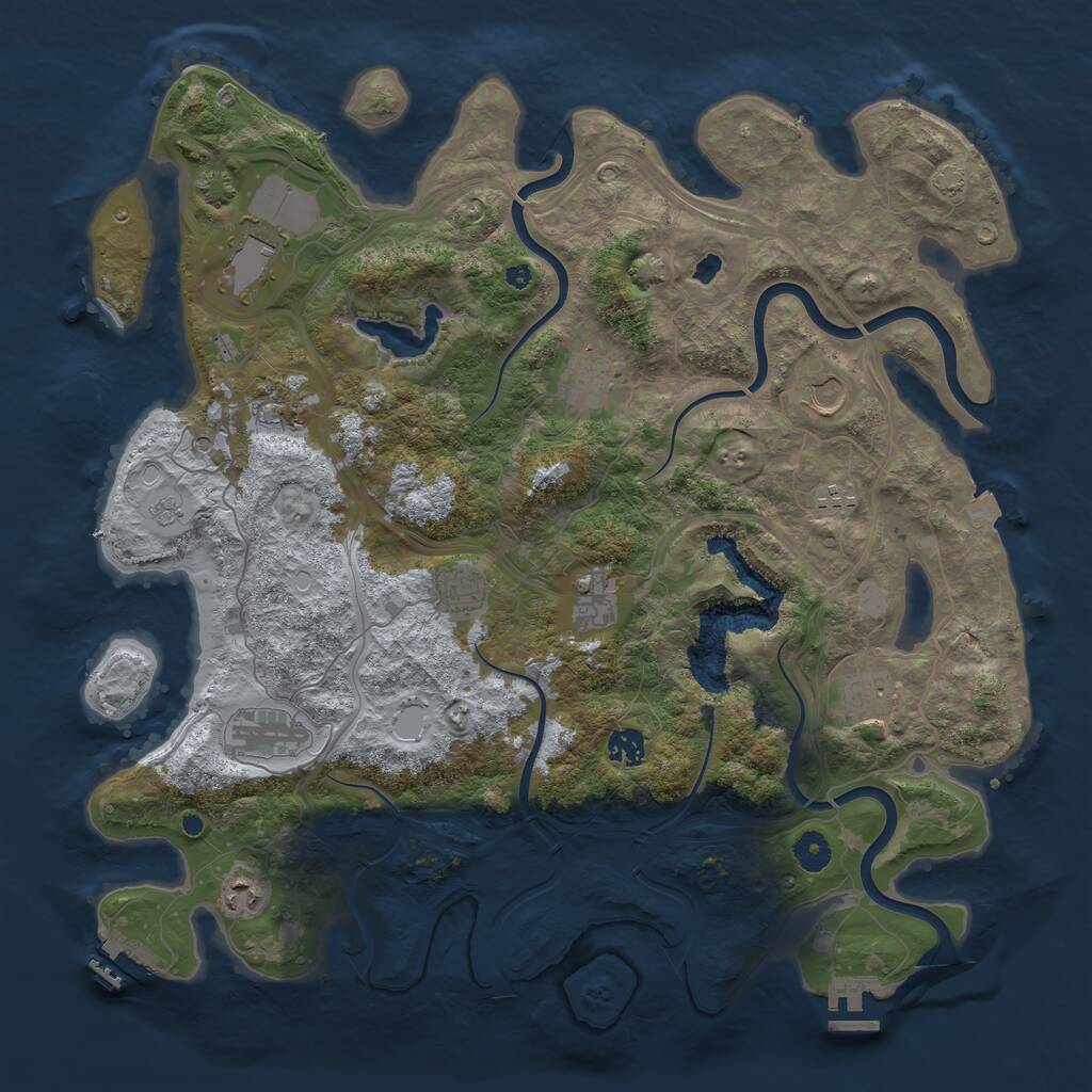 Rust Map: Procedural Map, Size: 4300, Seed: 19552355, 17 Monuments