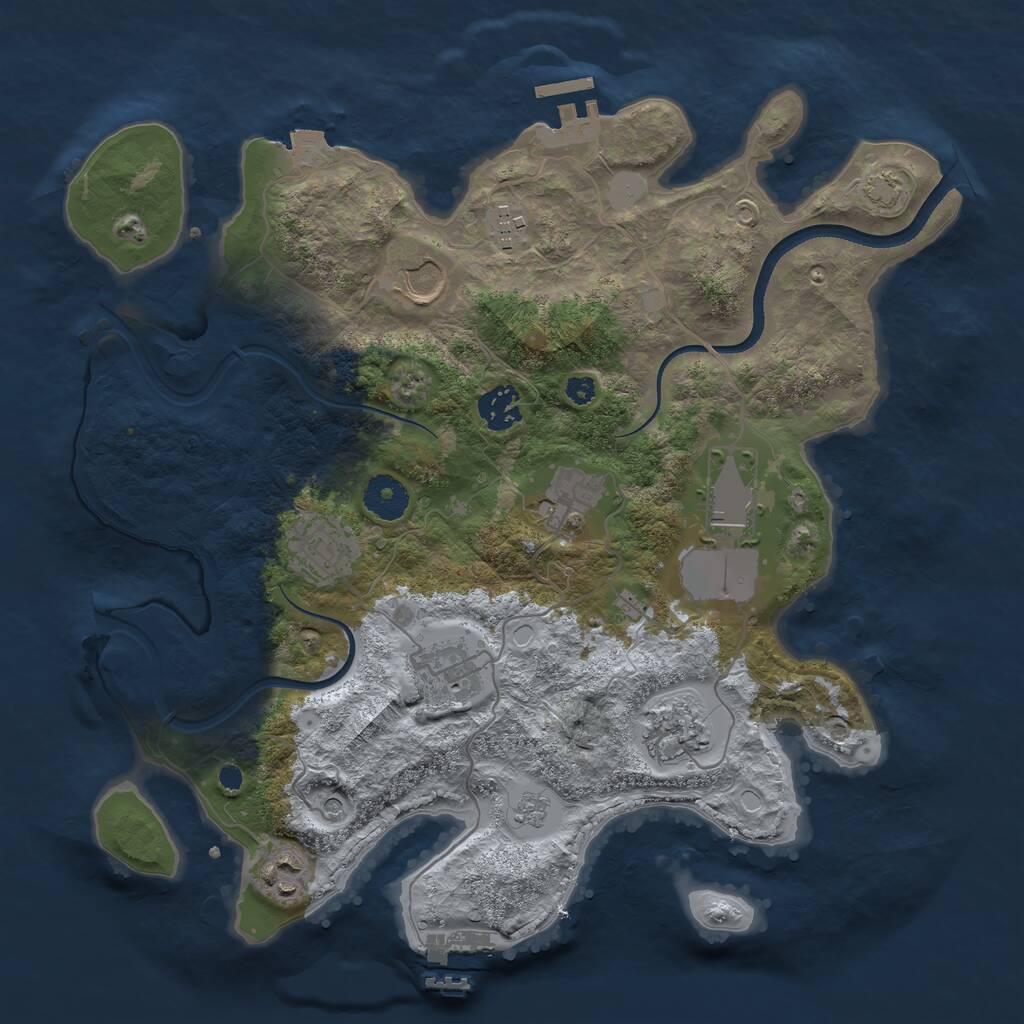 Rust Map: Procedural Map, Size: 3500, Seed: 2116615312, 15 Monuments