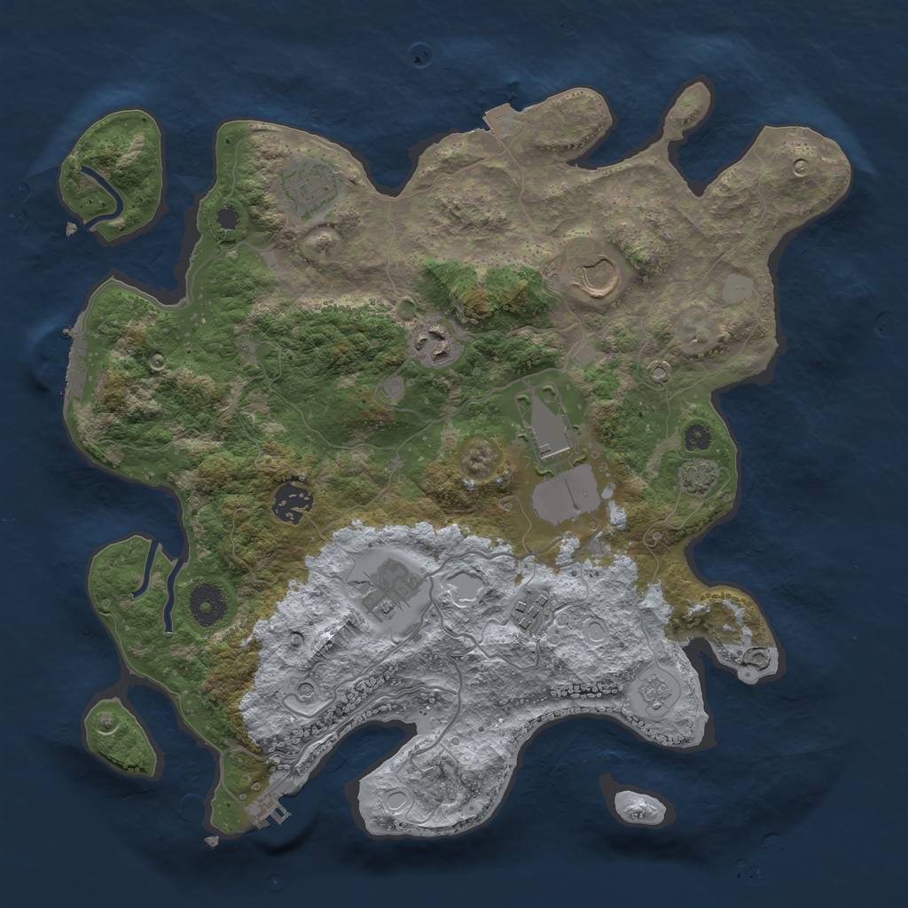 Rust Map: Procedural Map, Size: 3500, Seed: 2116615312, 15 Monuments