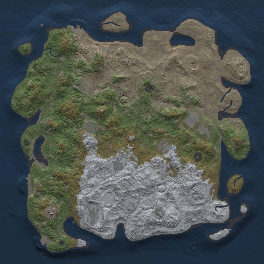 Rust Map: Procedural Map, Size: 4500, Seed: 819879221, 19 Monuments