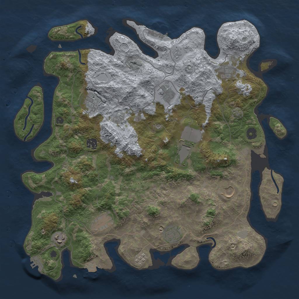 Rust Map: Procedural Map, Size: 4000, Seed: 1284489751, 18 Monuments