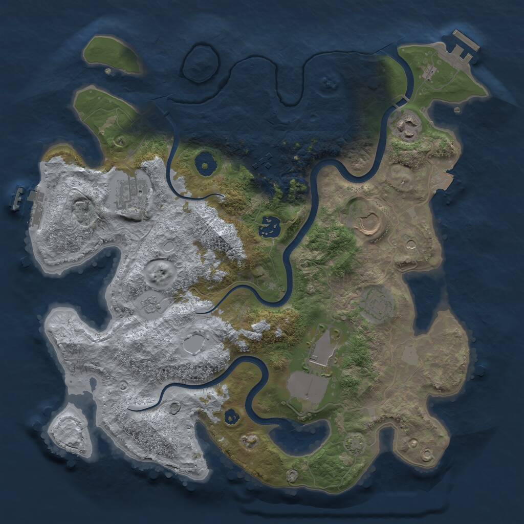 Rust Map: Procedural Map, Size: 3500, Seed: 1153600847, 13 Monuments