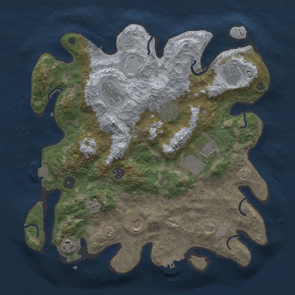 Rust Map: Procedural Map, Size: 3700, Seed: 1314374743, 16 Monuments